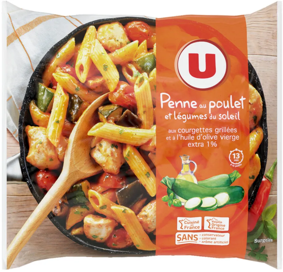 Penne au poulet et aux légumes du soleil