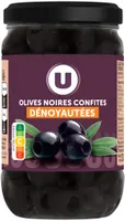 Olives noires confites dénoyautées bocal de 160g, 37cl