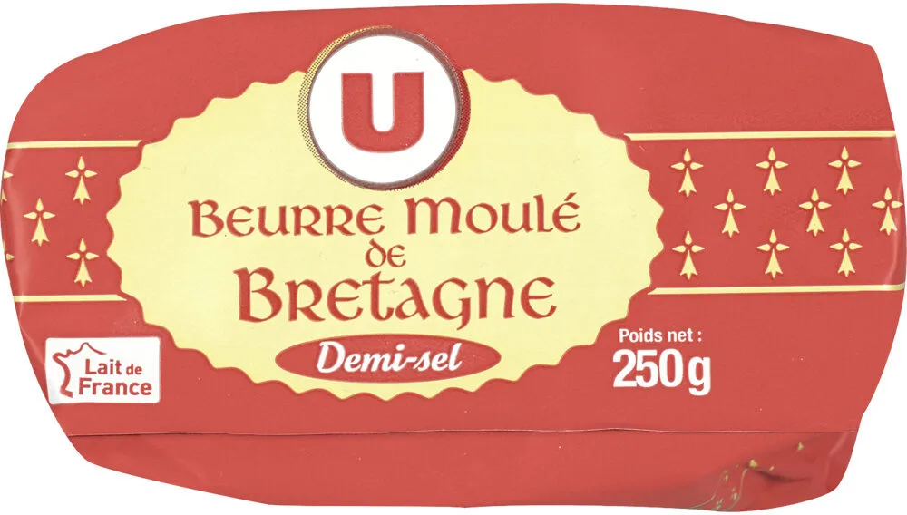 Beurre moulé de Bretagne demi-sel 80% MG plaquette de 250g