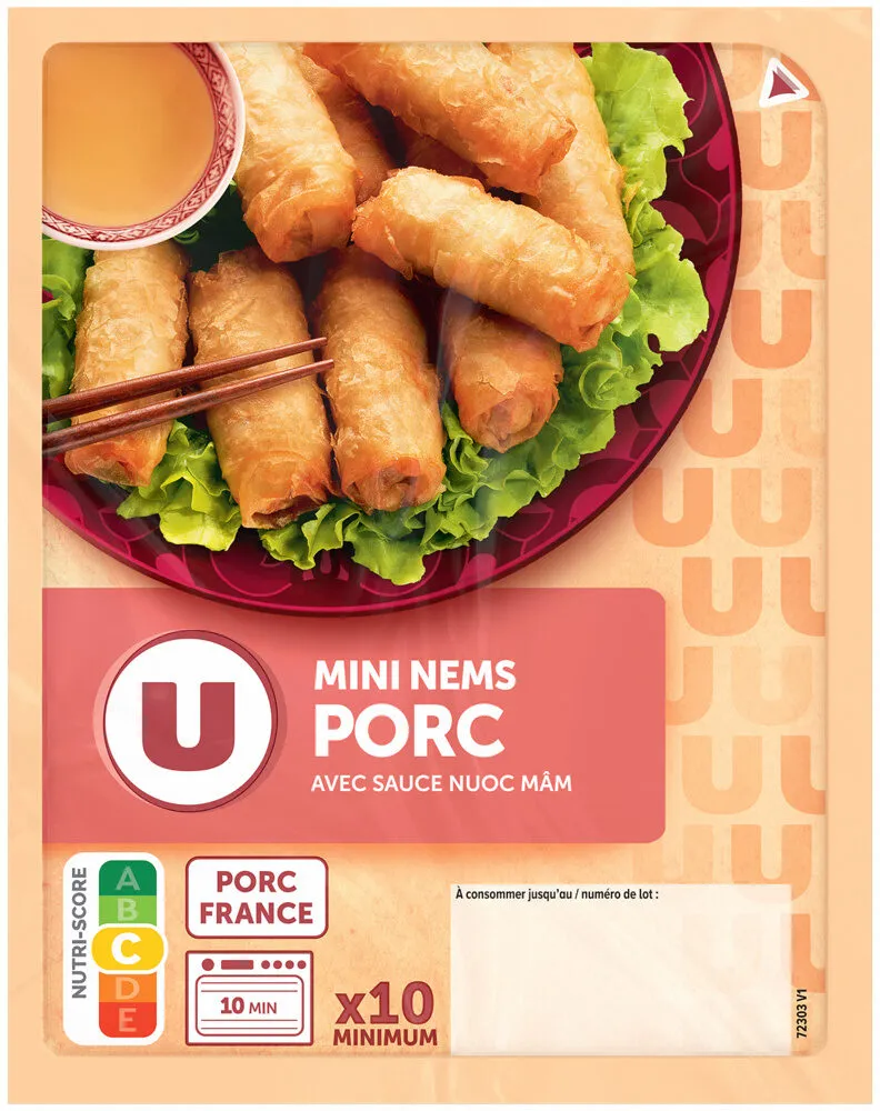 Mini nem au porc 10x20g + sauce nuoc mam 20g soit 220g
