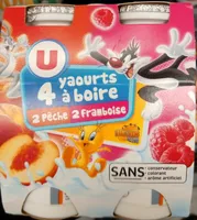 4 yaourts à boire, 2 pêche 2 framboises
