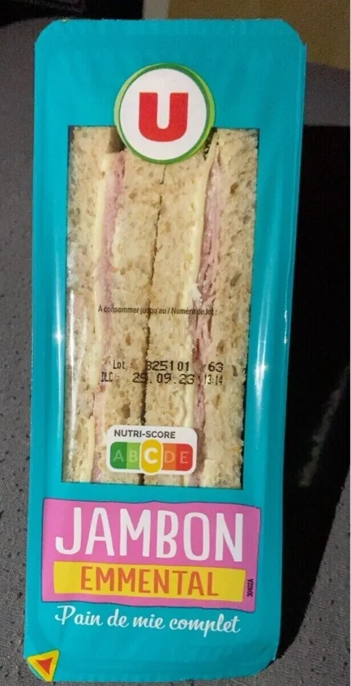 Sandwich pain de mie jambon/emmental/mayo allégée - 145G