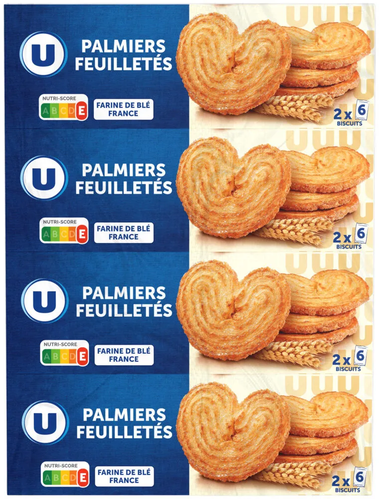 Palmiers feuilletés, 4 paquets de 100g