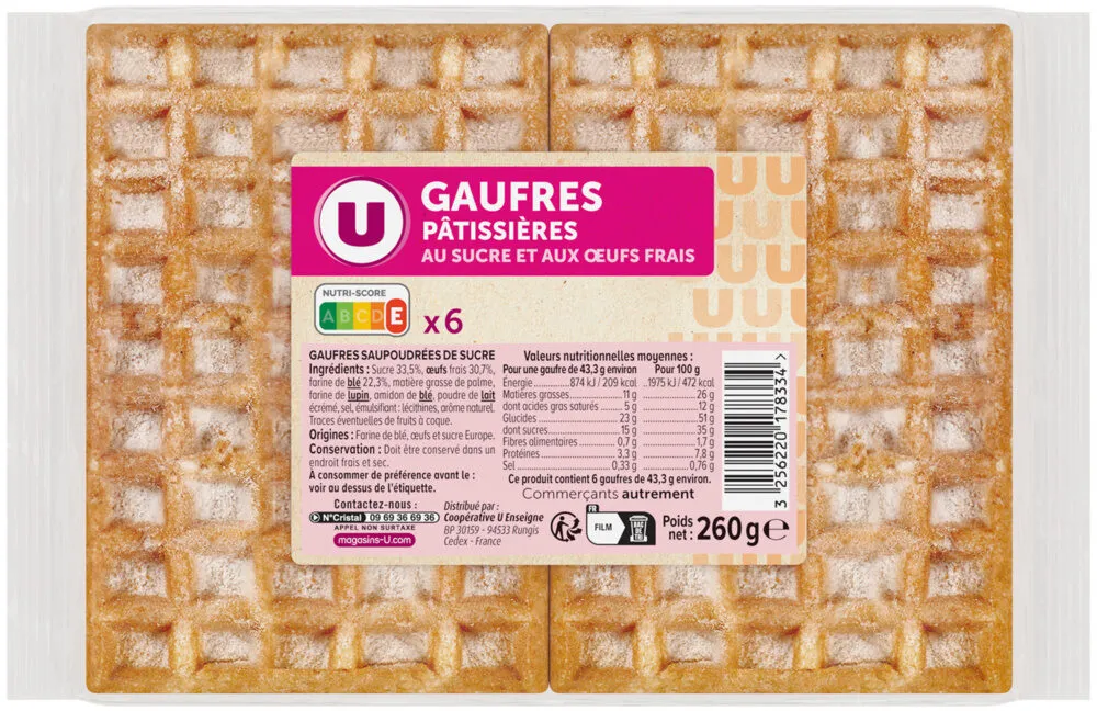 Gaufres pâtissières au sucre, 260g