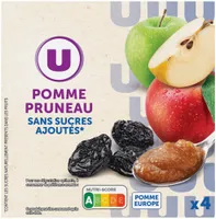 Dessert fruitier coupelle pommes et pruneaux sans sucres ajoutés 4x100g