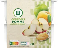 Coupelle allégée dessert de fruits pomme nature 8 pots de 100g, 800g