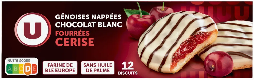Biscuits fourrés à la cerise nappés de chocolat paquet de 150g