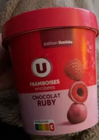 Framboises congelées, enrobées de Chocolat Ruby