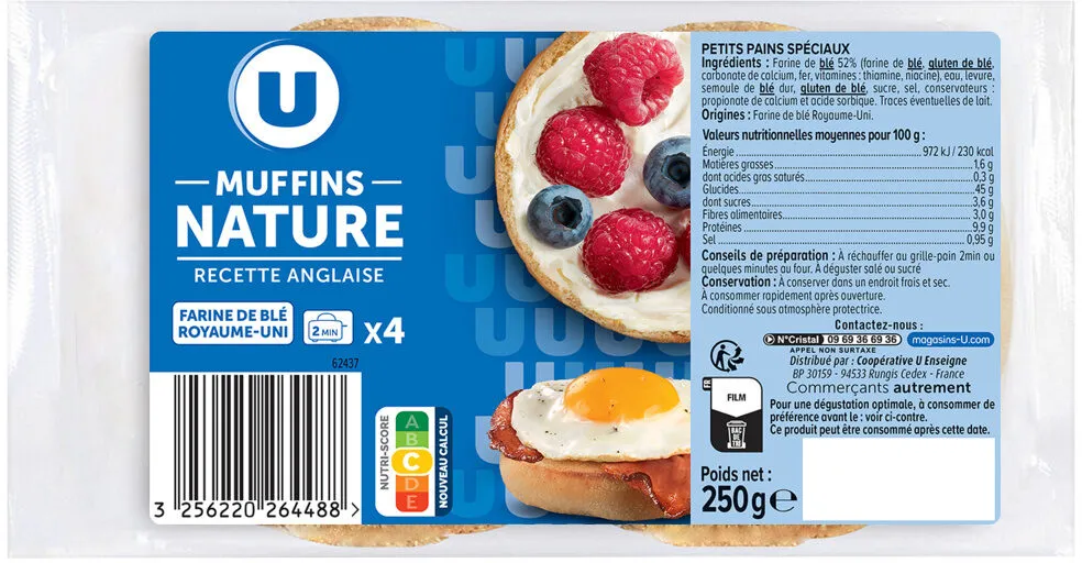 Muffins nature Recette Anglaise x4 - 250g