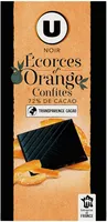 Chocolat noir dégustation 72% d'écorces d'orange Tablette de 100g