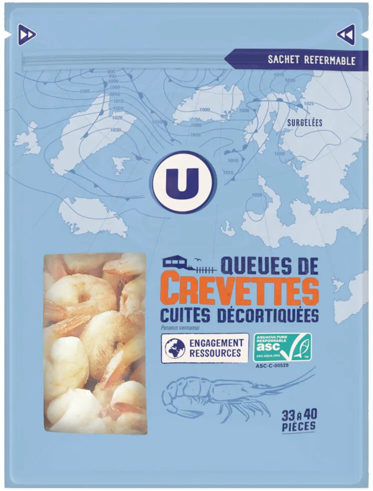 Queues de crevettes cuites décortiquées 300g