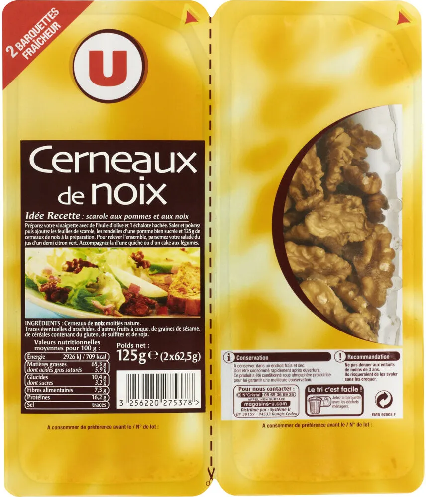 Cerneaux de noix, barquette secable 2 x 62,5g
