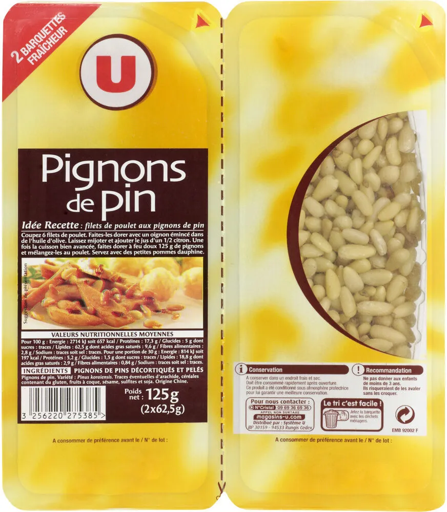 Pignon de pin, barquette sécable 2 x 62,5g