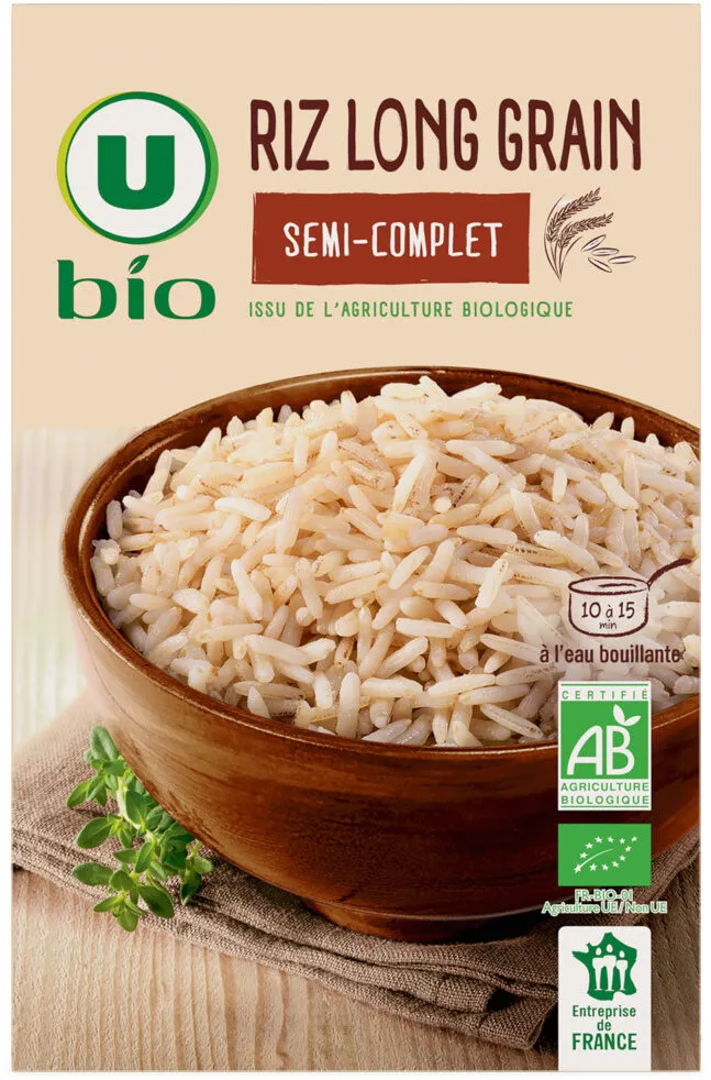 Riz long semi-complet étuvé 10 minutes paquet de 500g