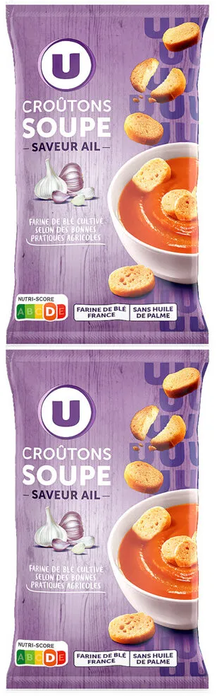 Croûtons ronds frits pour soupe saveur ail 2x90g - 180g