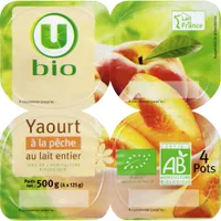 Yaourts bio brassés aux pêches 4x125g