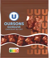 Bonbons Confiserie oursons en guimauve au chocolat au lait sachet de 200g