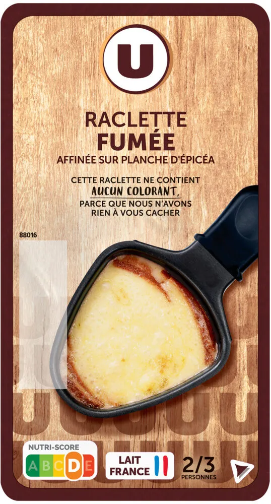 Fromage à Raclette au lait pasteurisé aromatisé fumé 27%mg, 300g
