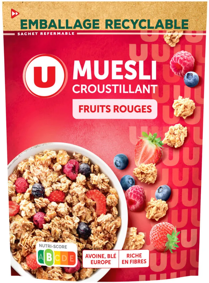 Céréales Muesli croustillant aux fruits rouges doypack de 500g