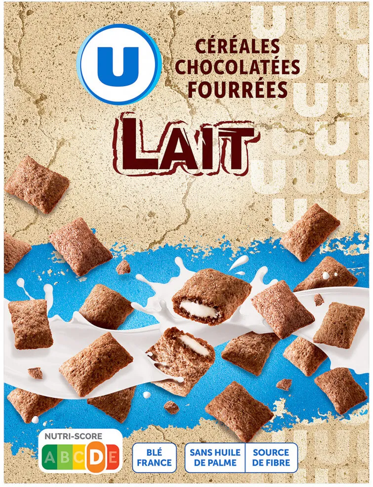Céréales chocolatées fourrées au lait - paquet de 375g