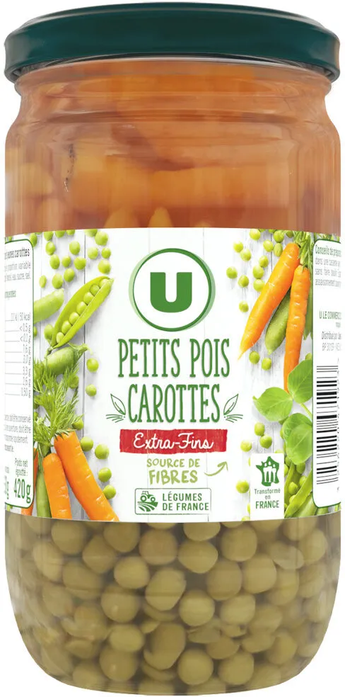 Petits pois et carottes extra-fins - Bocal de 420g net égoutté