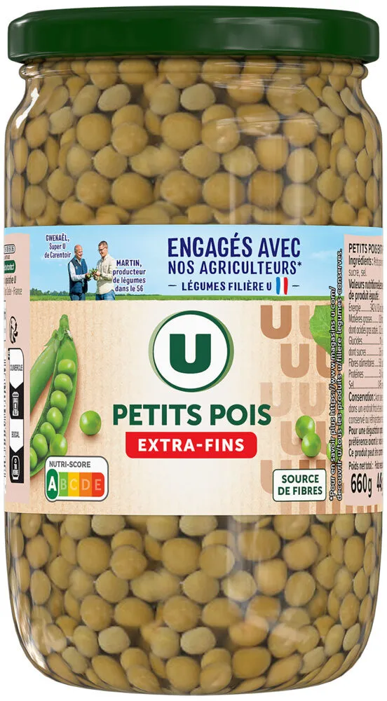 Petits pois extra-fins - Bocal de 445g net égoutté
