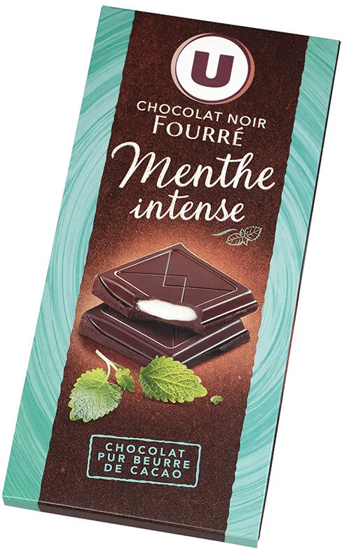 Tablette de chocolat noir fourré à la menthe