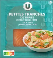 Mini tranches de truite fumée, plateau de 100g