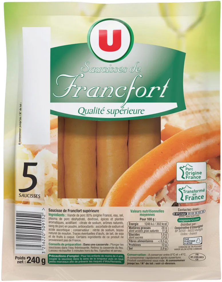 Saucisses de Francfort 5 pièces, 240g
