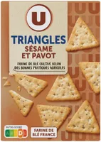 Biscuits apéritifs Crackers apéritifs triangles au sésame et pavot, 100g