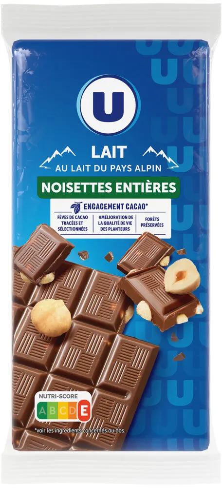Chocolat au lait et noisettes 2 Tablettes de 100g