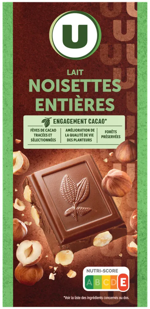 Chocolat au lait et aux noisettes entières Tablette de 200g