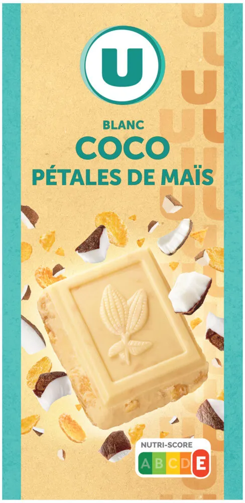 Chocolat blanc à la noix de coco et pétale de maïs Tablette de 200g
