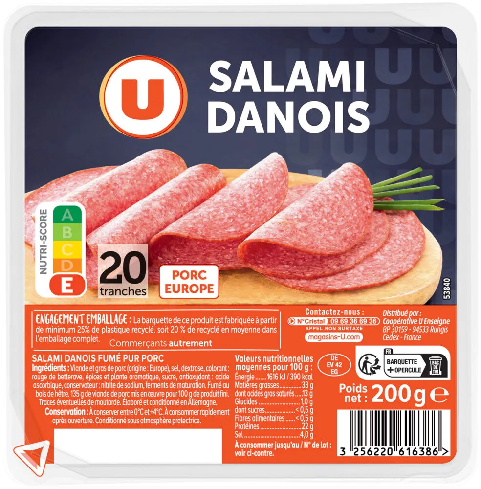 Salami Danois - x20 tranches, 200g