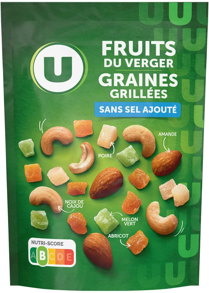 Mélange apéritif fruits du verger et graines grillées paquet de 120g