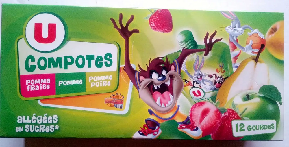 Compotes pomme fraise, pomme, pomme poire