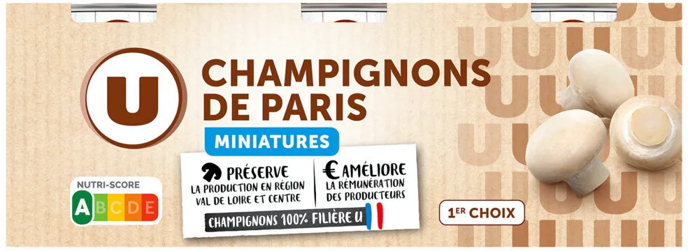 Champignons miniatures - 3 boîtes de 115g net égoutté