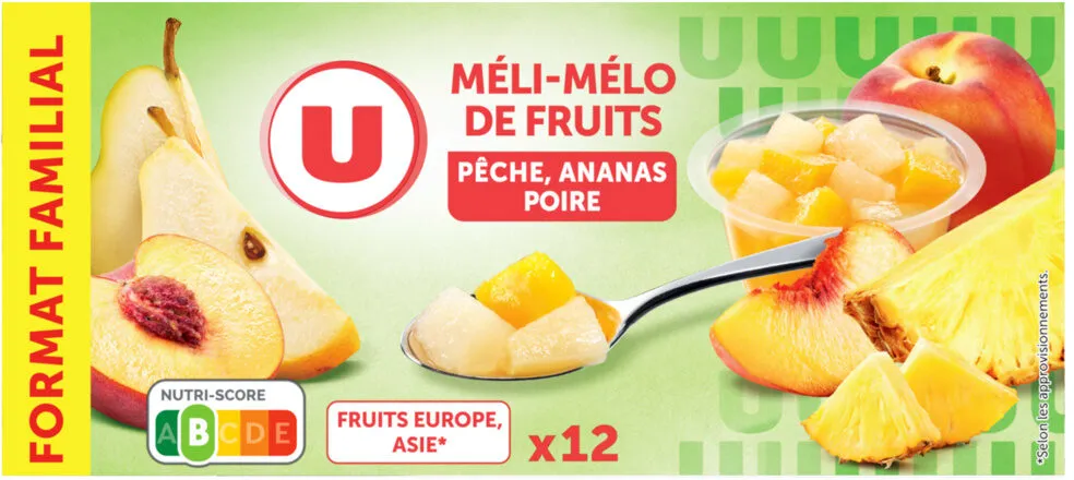 Coupelles méli mélo de fruits - 12x65g, 780g