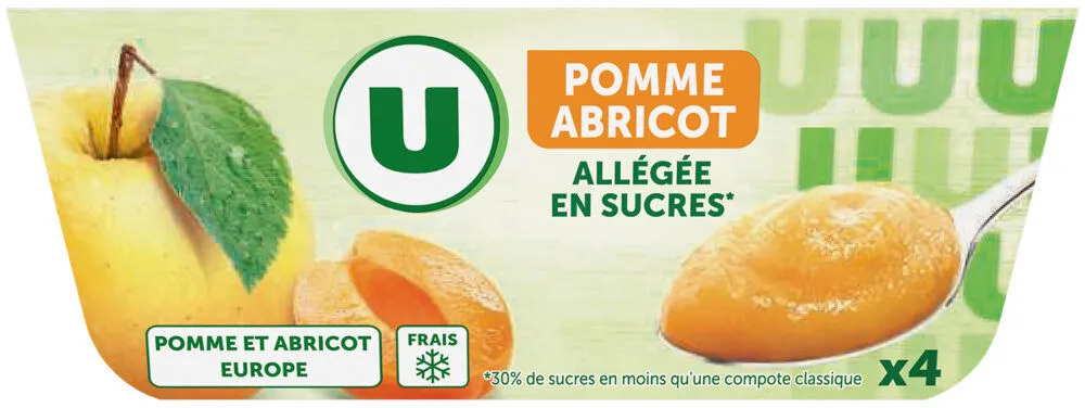 Dessert fruitier pommes abricots allégé en sucre 4x100g