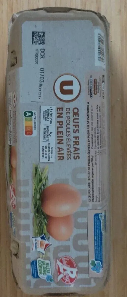 Oeufs frais de poules élevées en plein air