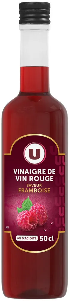 Vinaigre de vin rouge framboise 6°, bouteille 50cl