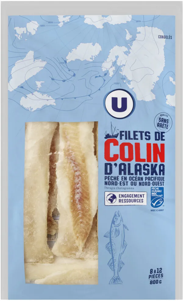 Filet de colin d'Alaska MSC sans peau/sans arête 800g
