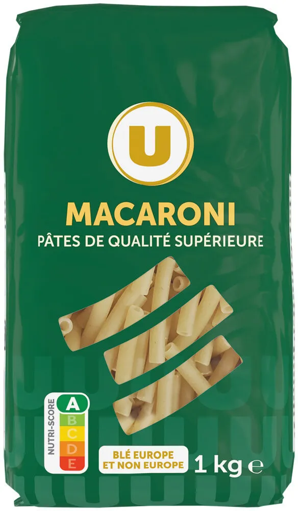 Pâtes Macaroni qualité supérieure, sachet de 1kg