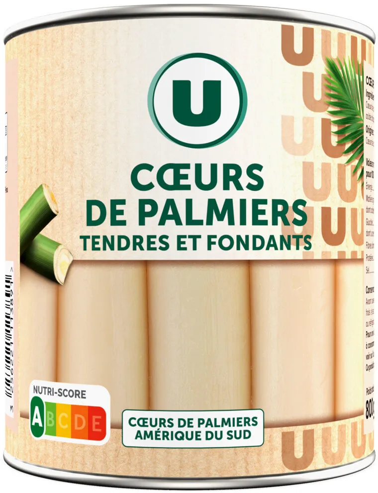 Coeur palmier, boîte 4/4 500g poids net égoutté 500g