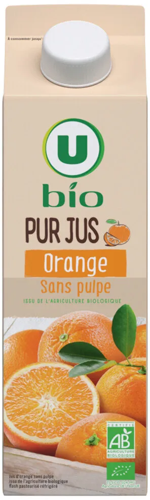 Pur jus d'orange sans pulpe brique de 1l