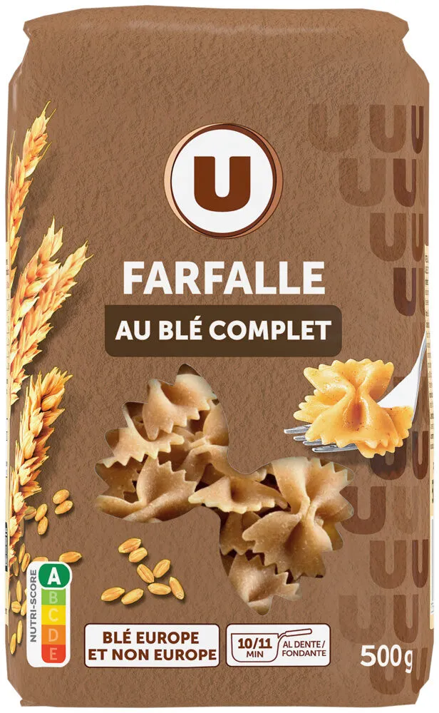 Pâtes Farfalle blé complet sachet 500g