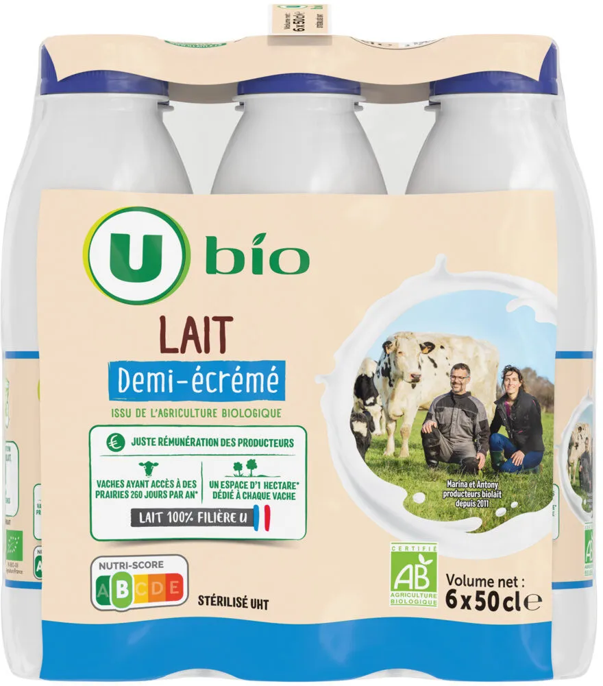 Lait UHT demi écrémé 6x50cl