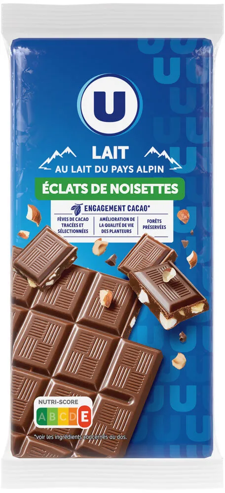 Chocolat au lait avec éclats de noisettes 3 Tablettes de 100g