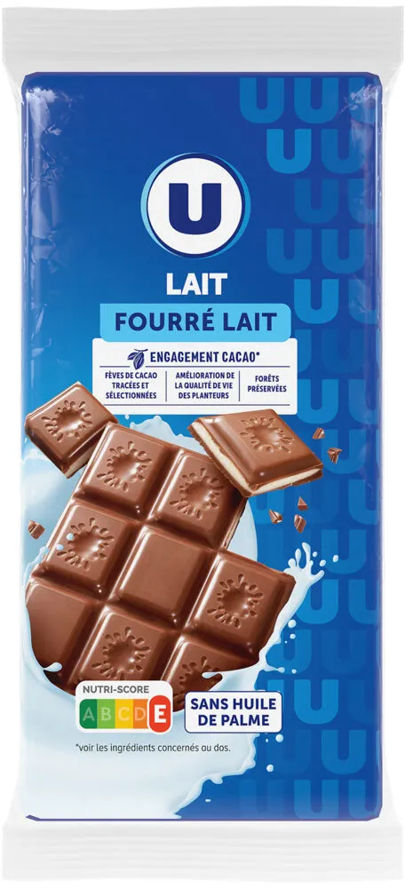 Chocolat au lait fourré lait 2 Tablettes de 100g