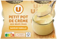 Desserts lactés à la crème aux oeufs frais saveur vanille 4x100g